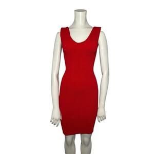 Vintage Tripp NYC Red Stretch Bodycon Dress Scoop Back Clubwear